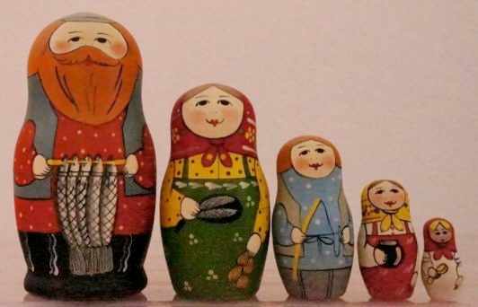 Russian Doll Fisherman n Family