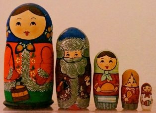 Russian Doll Happy Family Winter Time